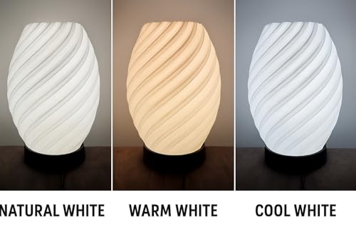 Image of Modern Spiral Table Lamp with 3 Light Modes (Warm, Cool & Natural White) | E27 LED Bedside Night Lamp for Bedroom, Living Room & Home Decor | Soft Ambient Lighting