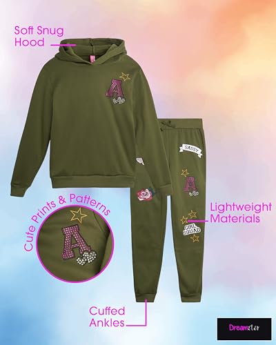 Dreamstar Girls Sweatsuit - 2 Piece Fleece Hoodie Sweatshirt and Jogger Sweatpants - Sequin Fashion Pants Set for Girls, 7-162