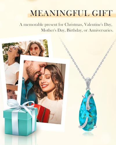 Image of AIBAO Sterling Silver Turquoise Horse /Snake Pendant Necklaces for Women | 11-20 Ct Large Horse / Snake Turquoise Boho Necklaces for Women Men Southwestern Jewelry
