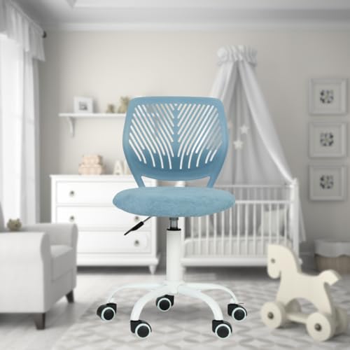 FurnitureR Silla de Oficina Multiusos para niños, Silla de Trabajo sin apoyabrazos de Altura Ajustable, Silla de Estudio giratoria Colorida para la Escuela y la Oficina en casa, Curio Azul