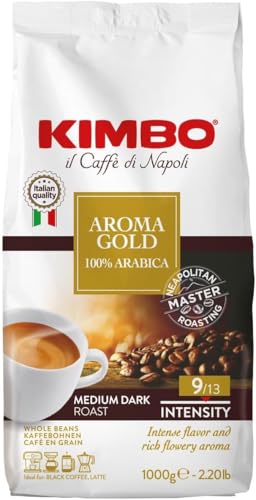 Kimbo Gold 100% Arabica ganze Kaffeebohnen, dunkle Röstung...