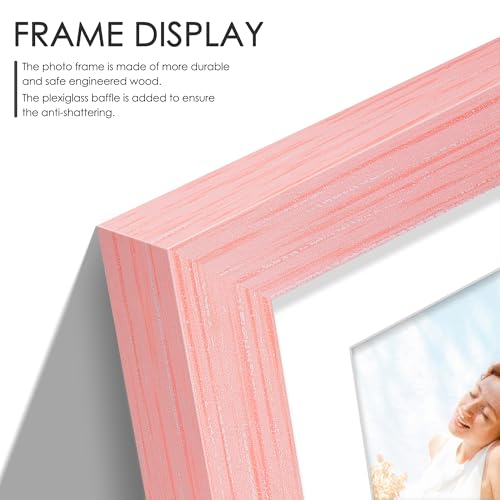 Image of DUENPY 11x14 Collage Picture Frame 4x6 Collage Picture Frame Displays Five 4x6 inch Photos or 11x14 (Without Mat) Wall Decor Wall Hanging or Tabletop Pink