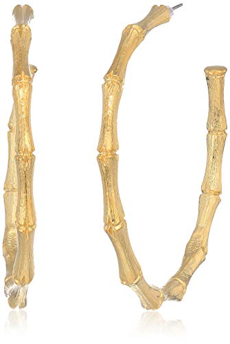 Kenneth Jay Lane Satin Gold Large Bamboo Pierced Earrings