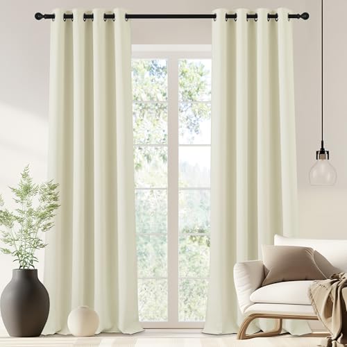 NICETOWN Blackout Drapery Curtain Panel 90 inches Long - Window Treatment Thermal Insulated Grommet Blackout Curtain/Drape for Bedroom Living Room (Beige, 1 Panel, 46 by 90 inches)