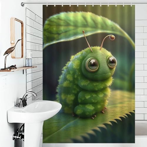 Rideau de douche imperméable chenille verte 122x183cm avec crochets - 6