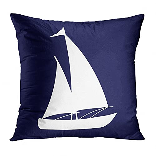 Emvency Set Of 4 Throw Pillow Covers Summer Costal Navy Blue White And Gray Stripe Helm Anchor Boat Star Decorative Pillow Cases Home Decor Standard Square 18X18 Inches Pillowcases #TOP3