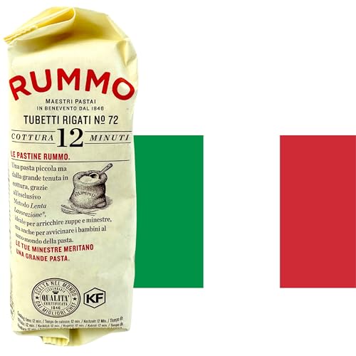 Rummo Tubetti Pasta from Italy 1.1 lb. (500g)(Pack of 2) Ditalini Pasta - Tubettini Pastina - Circle Rings - Bronze Cut - Similar to Stellini - Anellini - Rings - O Shaped - Slow Dried - Tiny Noodles