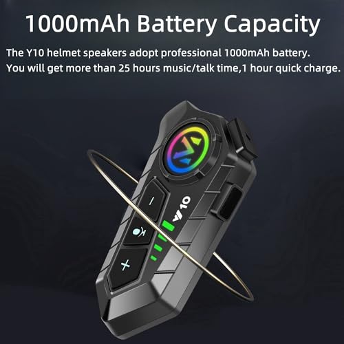 Image of Motorcycle Helmet Headset with HiFi Sound,Noise Cancellation,Helmet Speakers Helmet Headphones with Mircrophone,1000mAh Battery,Easy to Work with Golves,IPX6 Waterproof,Voice Assistant