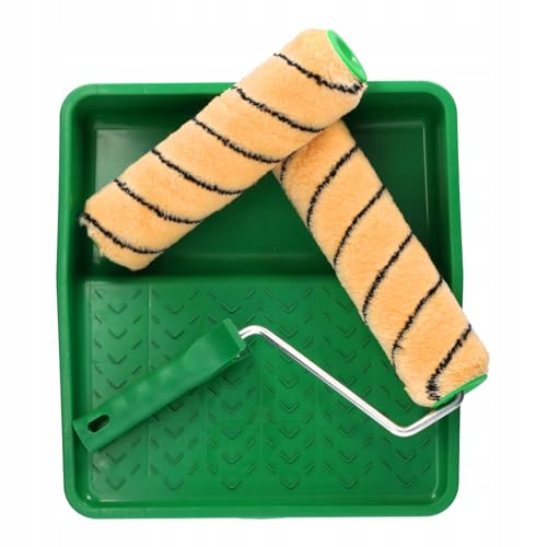 ToolSpace Orange Professionelles 2er-Set Farbroller - Farbroller und Farbwannen-Sets - Professionelle Decken- und Wandfarbroller - Farbroller für Malerarbeiten - Farbwanne- und Rollenset 25 cm