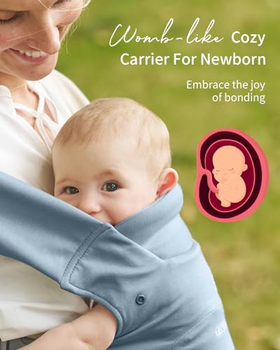 Image of GROWNSY Newborn Carrier, Ergonomic, Cozy Baby Carrier, Oxford Blue
