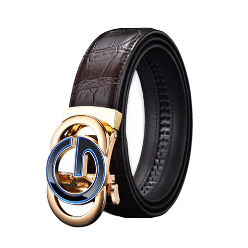 Mens Ratchet Belt Click Slide Black Leather Belt 1.38