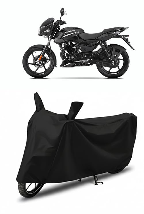 Image of DRAKOWISH Waterproof Bike Cover for Bajaj Pulsar 125 Neon | All Weather Protection from Rain, Dust, UV Rays & Scratches with Mirror Pockets & Buckle Belt | Pulsar 125 Neon Bike Cover