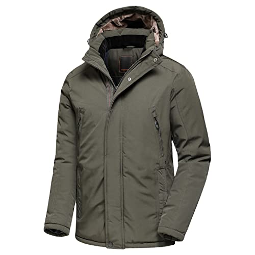 Parka d'hiver homme longue chaude veste polaire capuche Armée 52