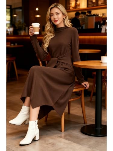 Women's Tie-Waist Turtleneck Sweater Dress - Image 3