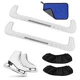 Kufenschoner Schlittschuhe, 1 Paar Verstellbare Schutzhüllen für Sicheren Schutz der Kufen, Elastische Kufenstrümpfe, Handtuch Inklusive, Für Erwachsene, Eiskunstlauf und Eishockey-Schlittschuhe