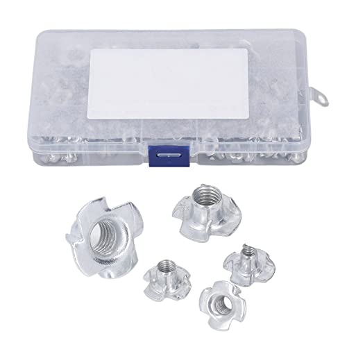 Xolsurg 80 Pcs T Nut Set High Hardness 4 Pronged Tee Nuts