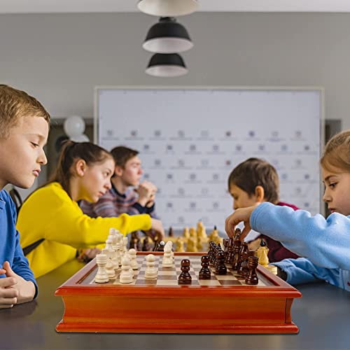 Juegoal Wooden Chess & Checkers Set With Storage Drawer, 12 Inch Classic 2 In 1 Board Games For Kids And Adults, Travel Portable Chess Game Sets, 2 Extra Queen, Extra 24 Wooden Checkers Pieces #TOP4