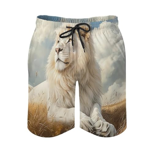 Majestic Lion Animal Men's Swim Trunks Quick Dry Board Shorts Hawaiian Beach Shorts With Pocket4