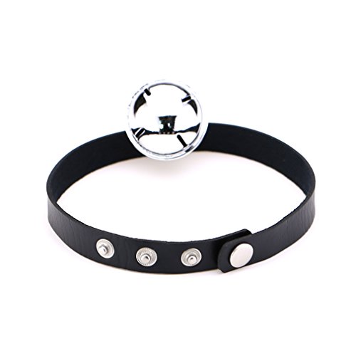 Fm Fm42 White Pu Simulated Leather Silver-Tone 4Cm Large Bell Pendant Neckband Choker Necklace Pn1857 #TOP4
