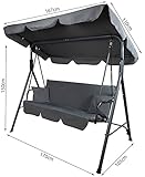 Hollywoodschaukel Gartenschaukel 3-Sitzer Dach Gartenbank - 2