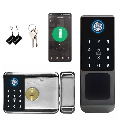 EIYSIE WiFi Smart Gate Lock Double Side Fingerprint Lock Keyless Entry Door Lock with Keypad Electronic Gate Lock for Outdoor Fence IP65 Waterproof Digital Lock with App Control