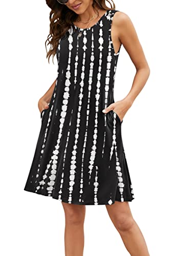 Image of Summer Dresses for Women Casual Sleeveless Swing Sundress with Pockets
