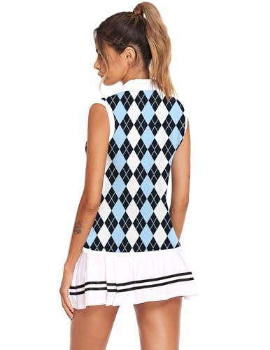 Image of COOrun Women's Golf Polo T Shirts Lightweight Moisture Wicking Sleeveless Shirt Quick Dry Zipper Tank Top