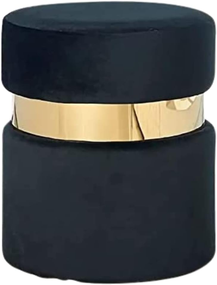 PREDELLA Ottoman & Pouffes,Hassock,Sitting Stool for Living Room | Dressing Table Stool | Footrest Stool | Mudda Puffy Wooden Stools| Footstool Pouf for Office Home Decor Furniture Pouf (Black)