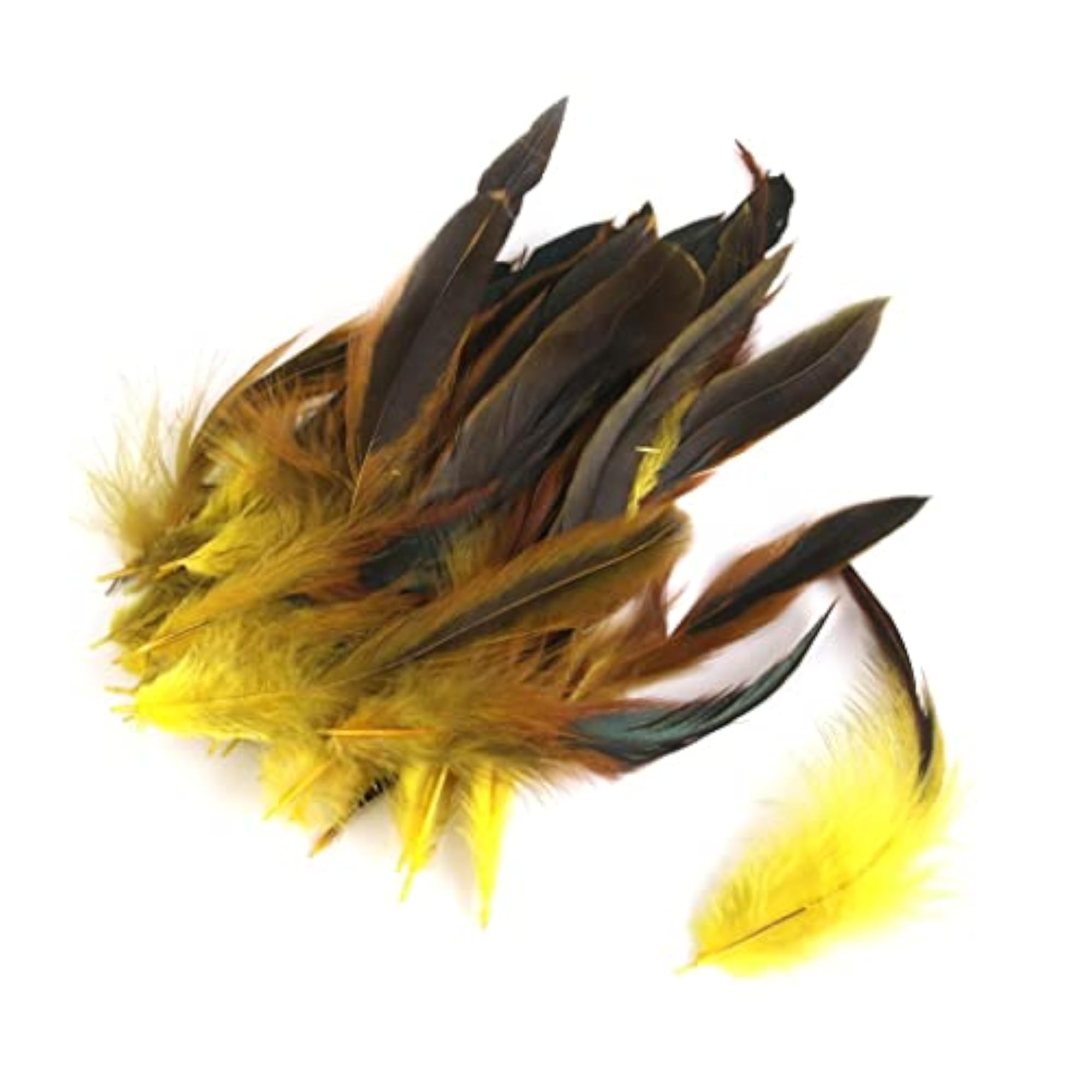 50x Beautiful Rooster Feathers, Yellow