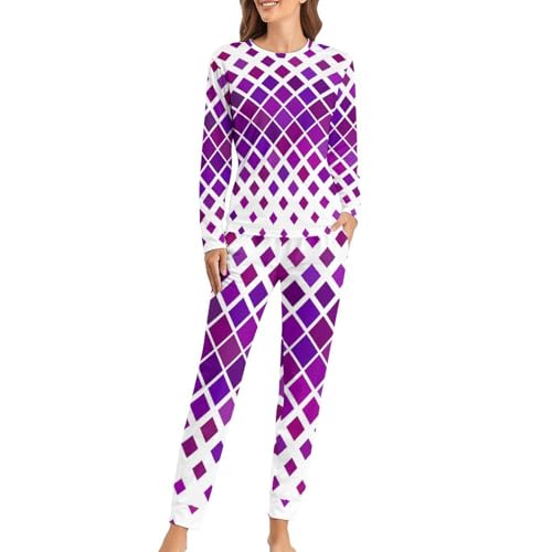 Pyjama femme t-shirt manches longues pantalon violet pour soirée cocooning
