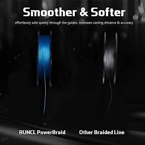 Image of RUNCL PowerBraid Fishing Line 4 /8 /9 Strands, Braided Fishing Line 300 /500 /1000Yds - Seamless Weaving Tech, Enhanced Coating Tech, Zero Stretch, High Sensitivity, Smaller Diameter - Braid Line 15-115LB