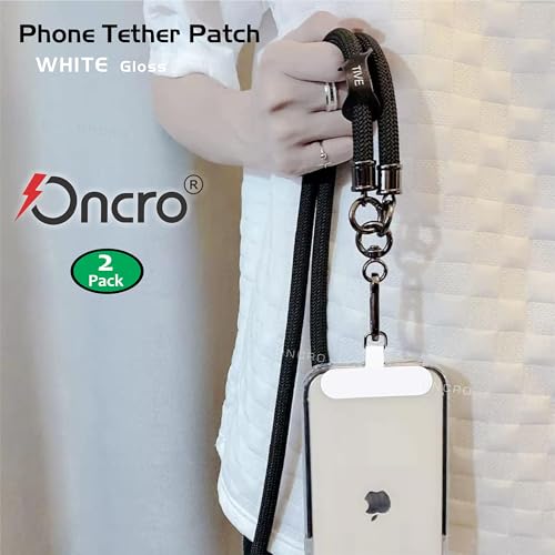 Image of Black White Blue Smiley Pack of 2 pc Phone Tether Tab pad Universal Lanyard Patch Without Adhesive Anti-Lost Attachment Hanging Metal Ring for Smartphone Mobile Wrist charm (White Patch)