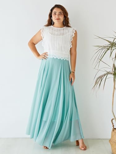 Image of Women's Full Length Georgette Long Skirt- Lehenga with 8 Meters Maxi Flare