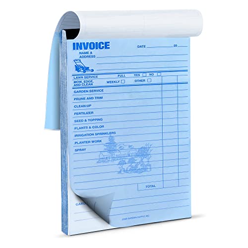 Professional Garden Service Invoice Book 50 Sets Includes Copy Invoice 100 Pages Total, White and Yellow