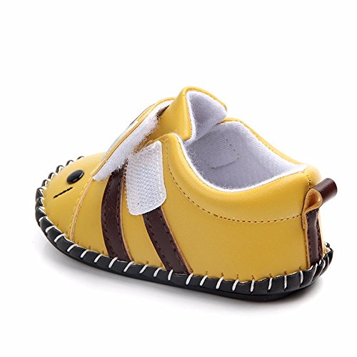 LIDIANO Baby Non Slip Rubber Sole Cartoon First Walking Slippers Crib Shoes Newborn Infant Toddler Training Shoes (18-24 Months, Bee)