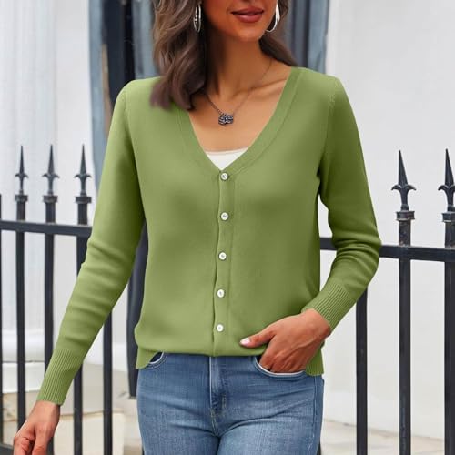 Cardigan Sweaters for Women Lightweight Long Sleeve Button Up Knitwear Casual V Neck Cozy Knit Sweater Cardigans2