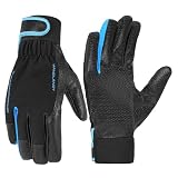 HANDLANDY Insulated Work Gloves, Thermal Winter Gloves Waterproof for Men Women, Warm Cold Weather Gloves (Black-Blue, Large)