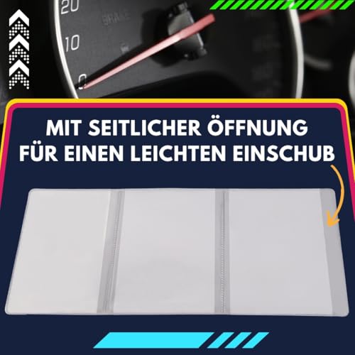 Festland DESIGN® 2 Stück Fahrzeugschein Hülle für KFZ Schein - 3-teilige transparente und passgenaue Hülle, Fahrzeugschein Mappe, PVC Ausweishülle für Zulassungsschein, Schutzhülle - Made in Germany