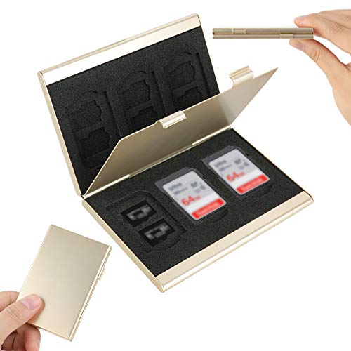 Sd Card Holder, Sd Card Case,Lavili Cf Memory Card Holder Case Aluminum Alloy Hard Shell, Double-Layer Capacity For 6Sd Cards And 12 Tf Cards #TOP6