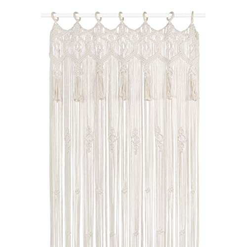 Anminy Macrame Curtain Decorative Boho Wall Hanging Door Hallway Window Curtains With Tassels Wood Ring Handmade Woven Cotton Backdrop Room Divider For Wedding Party Restaurant Home Decor - 37" By 79" #TOP25