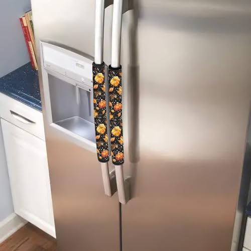 Image of Thanksgiving Refrigerator Door Handle Covers Set of 4, Autumn Maple Leaf Kitchen Appliance Cover, Pumpkin Fridge Oven Microwave Dishwasher Door Protector Sleeves Fall Y'all Kitchen Decor