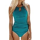 CUPSHE Women's One Piece Swimsuit High Neck Tummy Control Swimwear Bathing Suit