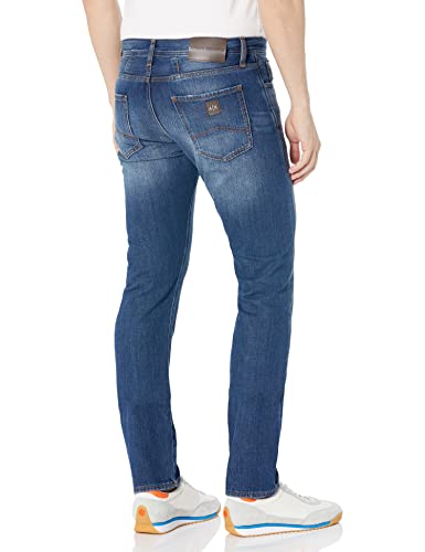 Armani Exchange Men's Light Wash Rip & Repair Ultra Distressed Slim Denim2