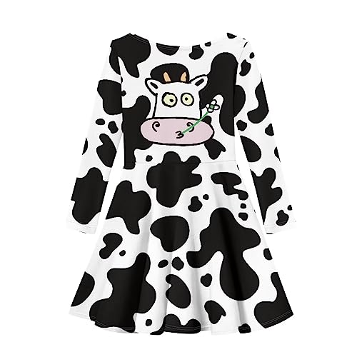 Knee Length Regular Fit Loose Fairy Dance Flared Dress for Girls Custom Pattern Girls Dress Long Sleeve Round Neck2