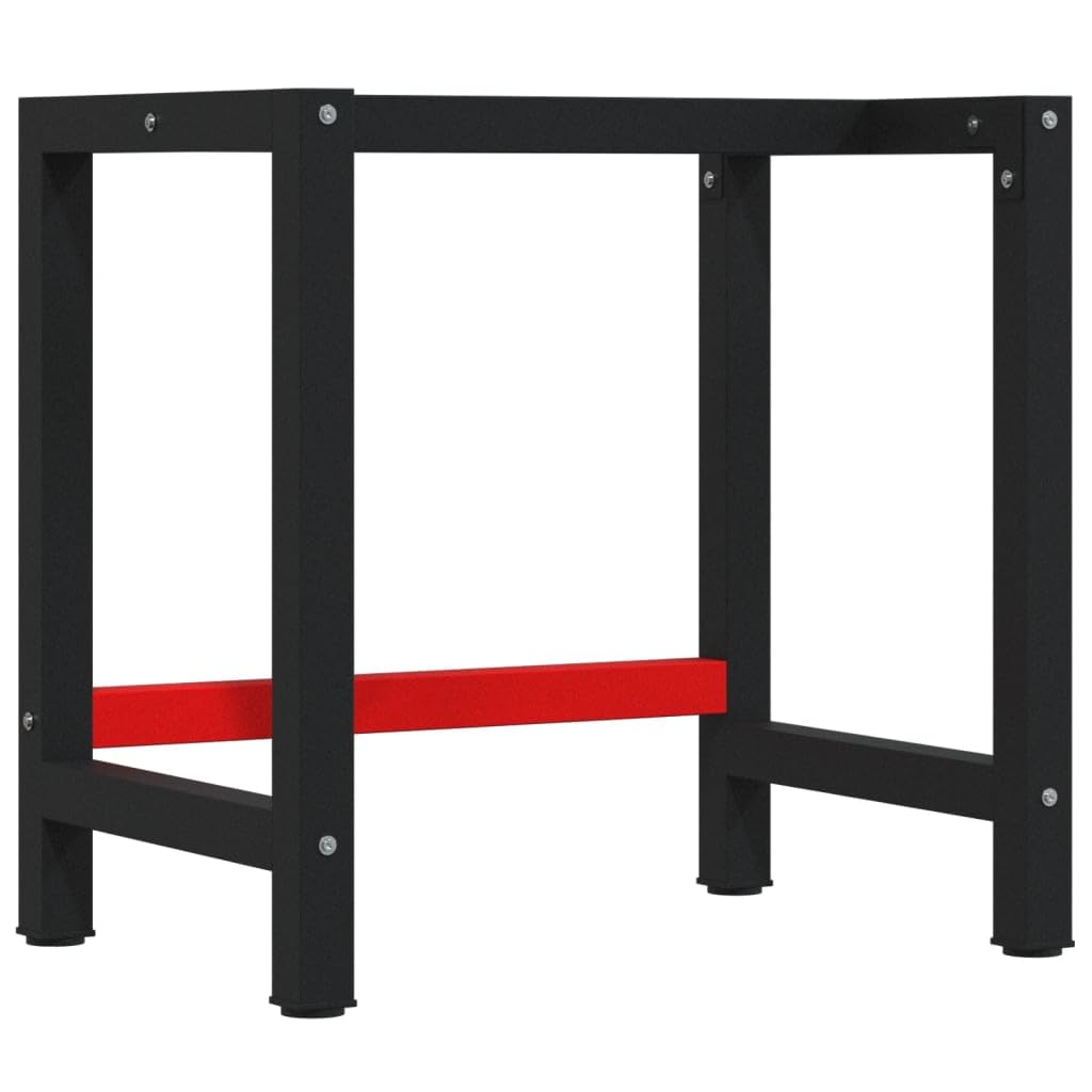 Banco da lavoro in legno di faggio massiccio, 100 x 60 x 81,5 cm, con struttura in metallo verniciato a polvere, tavolo da lavoro rettangolare per officina, garage, hobby, tavolo di montaggio