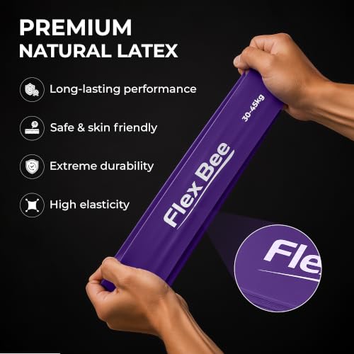 Image of FlexBee Heavy Resistance Bands for Workout, Pull Up Assist, Strength Training & Stretching | Exercise Loop Bands for Men & Women Home Gym Fitness Equipment (Purple, 30-45 kg Resistance, Latex)