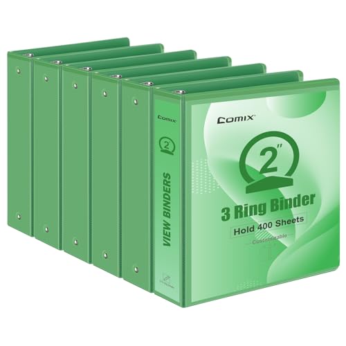 COMIX Sturdy Standard 2 Inch 3 Ring Binder with Clear View Cover