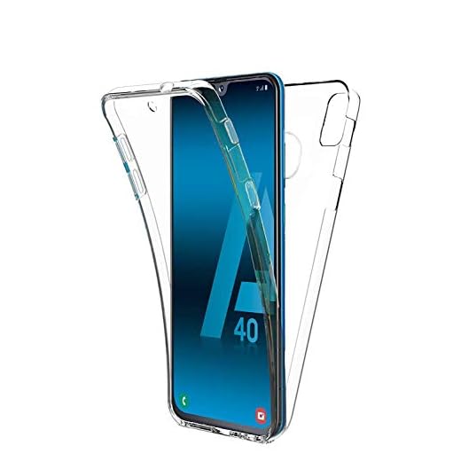 COPHONE Funda compatible con Samsung Galaxy A40 100% Transparente, fundas completo Galaxy A40 360 Grados. Delantera Suave + Trasera rígida. Funda táctil antigolpes para Galaxy A40