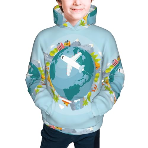 Dreaming Travel Kids Pullover Hoodies Boys Sweatshirts Girls Athletic Clothes with Pocket2