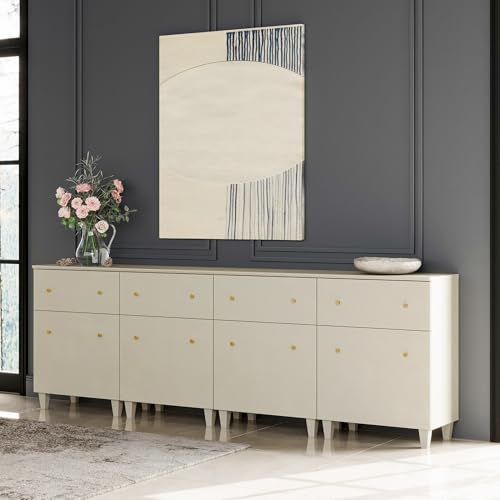 WAMPAT 4-in-1 Storage Cabinets for Living Room, 94.4" Sideboard with